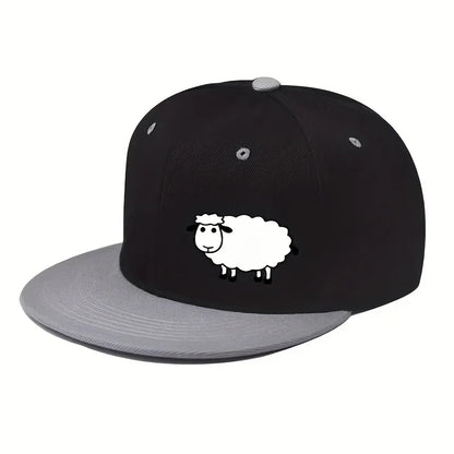 Unisex-Baseballkappe mit verstellbarem Riemen – Streetstyle-Kappe mit flachem Schirm und Schafsmuster – Lässige, vielseitige und personalisierbare Kappe
