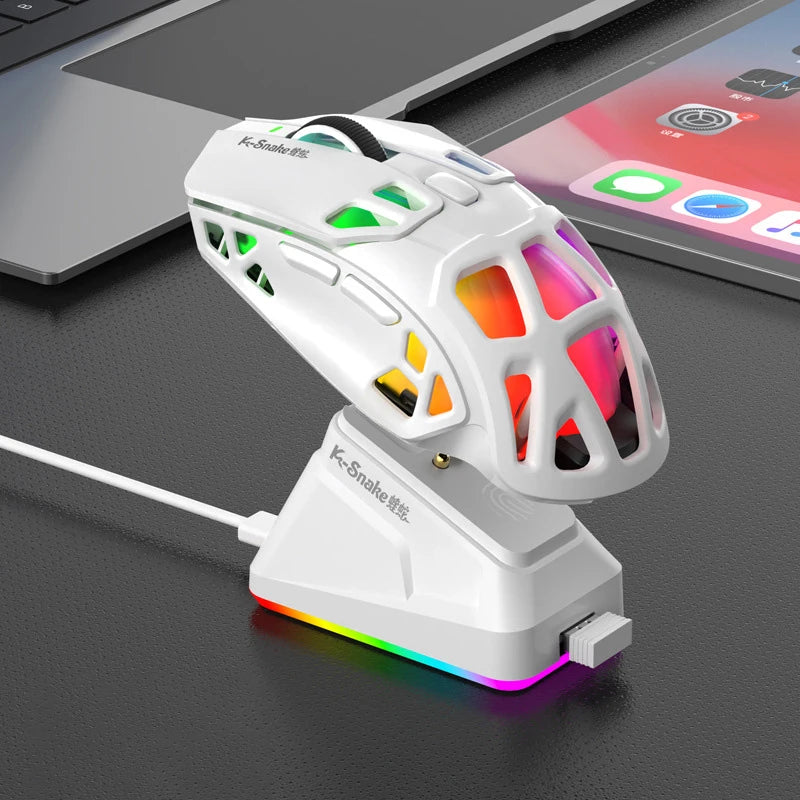 Ľahká herná myš Lenovo Tri-Mode s RGB nabíjacím dokom, 12000DPI, 2.4G/Bluetooth/káblové pripojenie, ergonomická myš pre PC a notebook