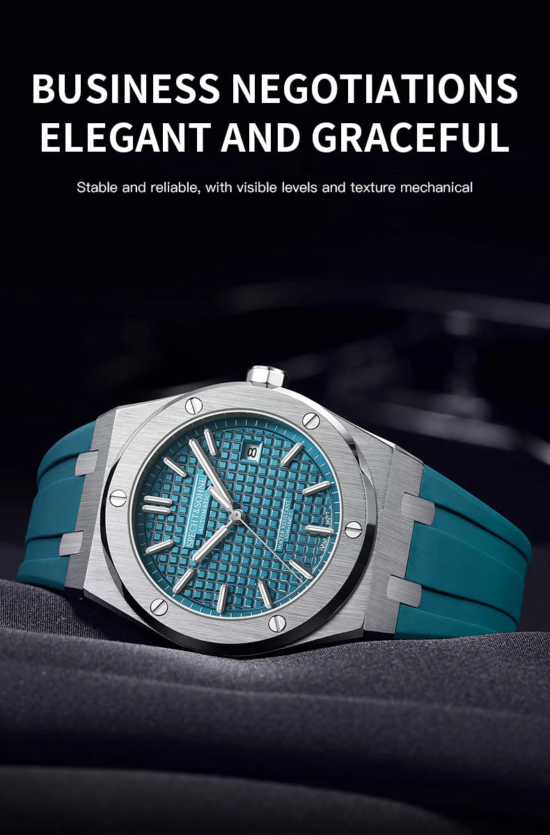 Specht&Sohne New 40MM Mechanical Watch For Men Grey Color Sports Wristwatch Japan Miyota 8215 Automatic Watch 50M Waterproof