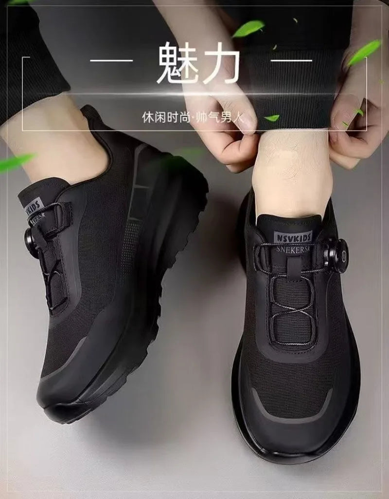 Original New Men Rotating-Button Driving Sneakers Platform Casual Walking Shoes Outdoor Wear-Resistant Running Sports Shoes Plus Size