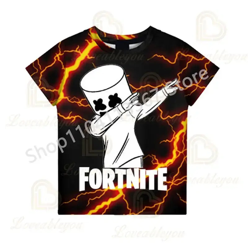 Children 100-160cm Hot Sale F-Fortnited Summer Boy T-shirt for Toddler Baby Funny Game T Shirts Fashion Girls Boys Birthday Gift