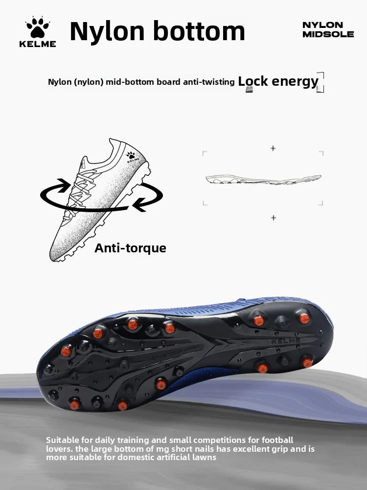 Chaussures de football professionnelles pour adultes Kelme Tf Nail Breaking, chaussures d'entraînement pour jeunes, chaussures de football Mg antidérapantes pour match