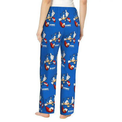Custom Women Soniced Pajama Pants Printed Hedgehog Game Sleep Sleepwear Bottoms with Pockets