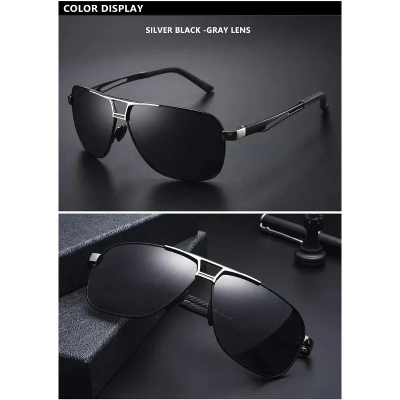 Huippulaatuiset alumiini-magnesium-neliönmuotoiset polarisoidut fotokromaattiset aurinkolasit miehille – sotilas-, turva- ja ajolasit Oculos De Sol Masculino