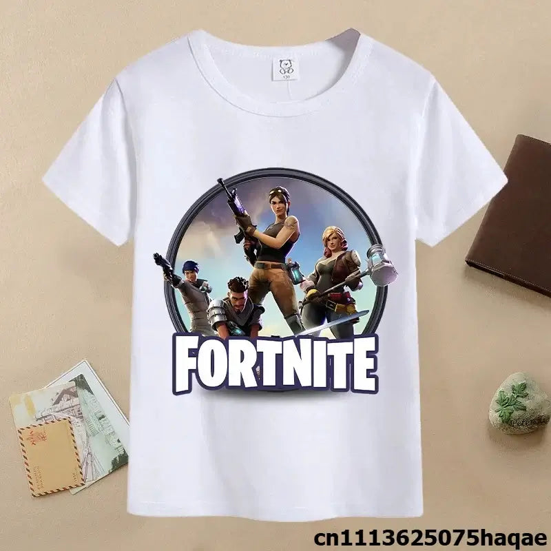 Summer Fortnites Children T-shirt Cartoon Game Figure Printed T-shirt Boys Casual Sports T-shirt Short Sleeves Kids Clothing