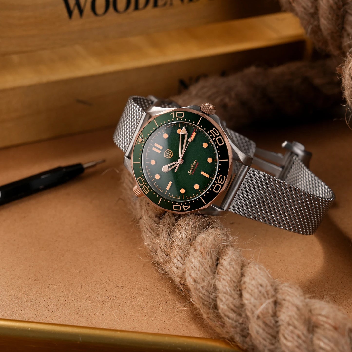 Watchdives 42mm Seafarer Grade 2 Titanium NTTD Dive Watch WD007Q V2 VH31 Sweep Second Quartz Movement Luminous Sapphire Watches