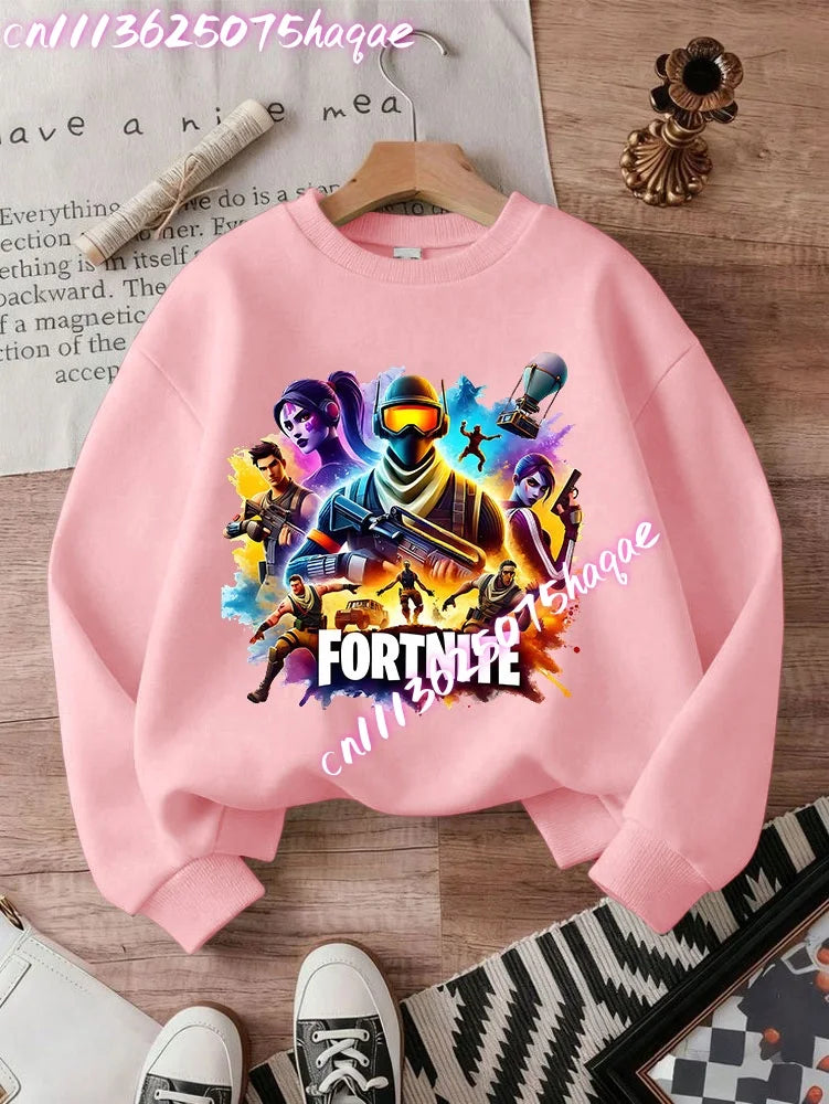 Fortnites Series Kinder-Sweatshirts, trendige Langarm-Pullover für Jungen und Mädchen, Herbst/Winter, Cartoon-Kinderkleidung, Geburtstagsgeschenke