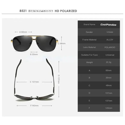 Huippulaatuiset alumiini-magnesium-neliönmuotoiset polarisoidut fotokromaattiset aurinkolasit miehille – sotilas-, turva- ja ajolasit Oculos De Sol Masculino