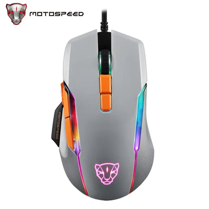 Motospeed V90 Wired Gaming Mouse RGB Backlight 8 Adjustable 50000 DPI Office Game Mouse Macro Drive PMW3325 For Laptop PC