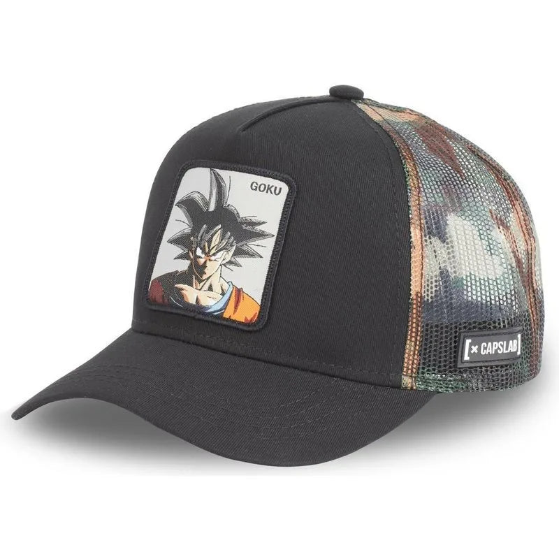 Dragon Ball Son Goku-Kappe, Sommer-Reisekappe mit Schirm, Herren-Kappe mit Stickerei, im Hip-Hop-Stil, Sonnenvisier, verstellbare Trucker-Kappe aus Netzstoff
