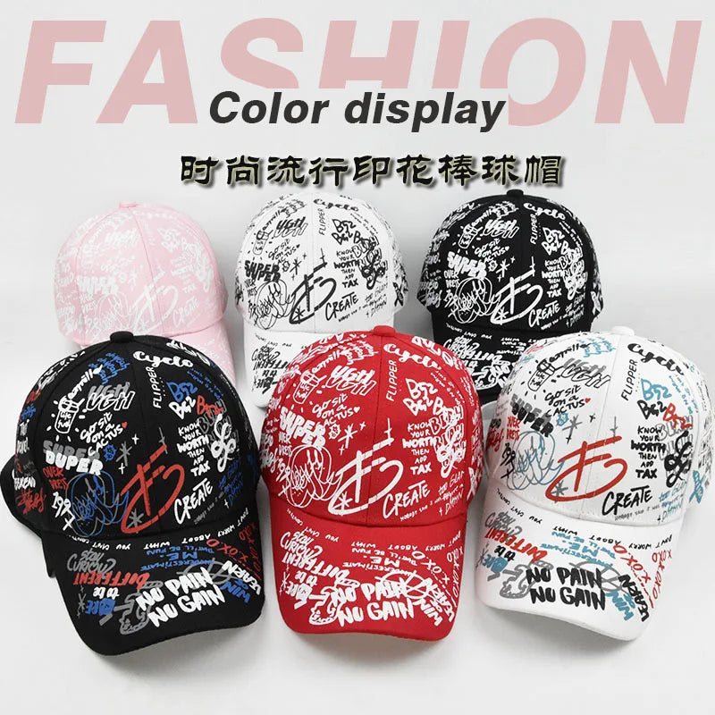 Cappellino da baseball unisex alla moda con stampa graffiti - Cappellino alla moda con visiera dipinta a colori vivaci