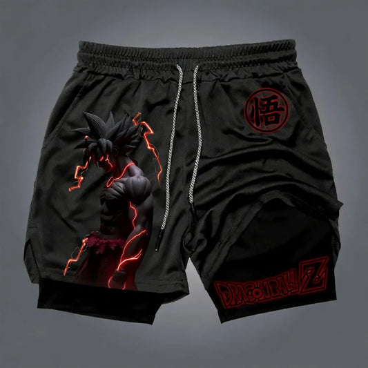Dragon Ball Goku Unisex Harajuku Anime Printed 2026 Summer New Product Loose Sports Breathable Quick Drying Double Layer Shorts, Produit gaming premium Fraquane, nouvelle génération
