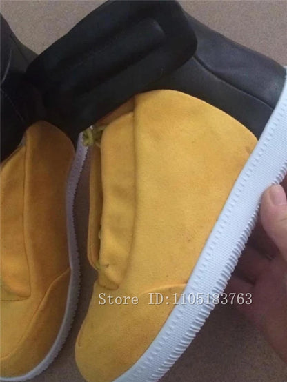 Men Mixed Color Real Leather Ankle Boots Fashion Design Lace-Up High Top Sport Shoes Male Casual Flat Sneakers