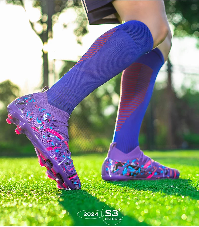 Ghete de fotbal profesionale pentru bărbați, din plasă respirabilă, crampoane antiderapante, sneakers rapizi la modă pentru gazon artificial, pantofi de fotbal pentru bărbați