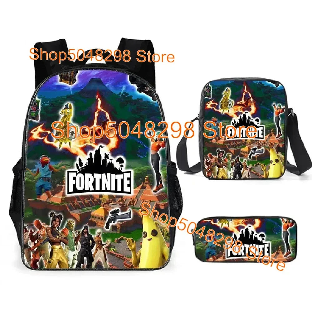 Großes Kawaii-Federmäppchen aus Canvas mit Fortnite-Print für Jungen und Mädchen – Schulbedarf, Schreibwaren und Geburtstagsgeschenk für Teenager