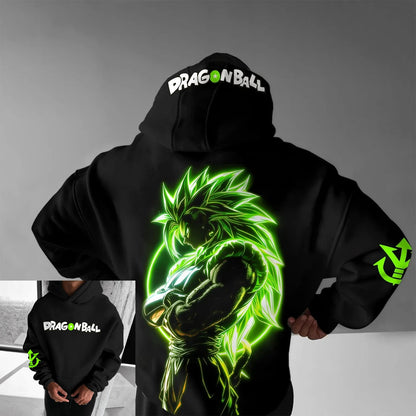2026 Autumn Winter Dragon Ball Retro Gym Hoodie 100% Cotton Broly Print Oversized Fitness Streetwear for Men Women Adults & Kids