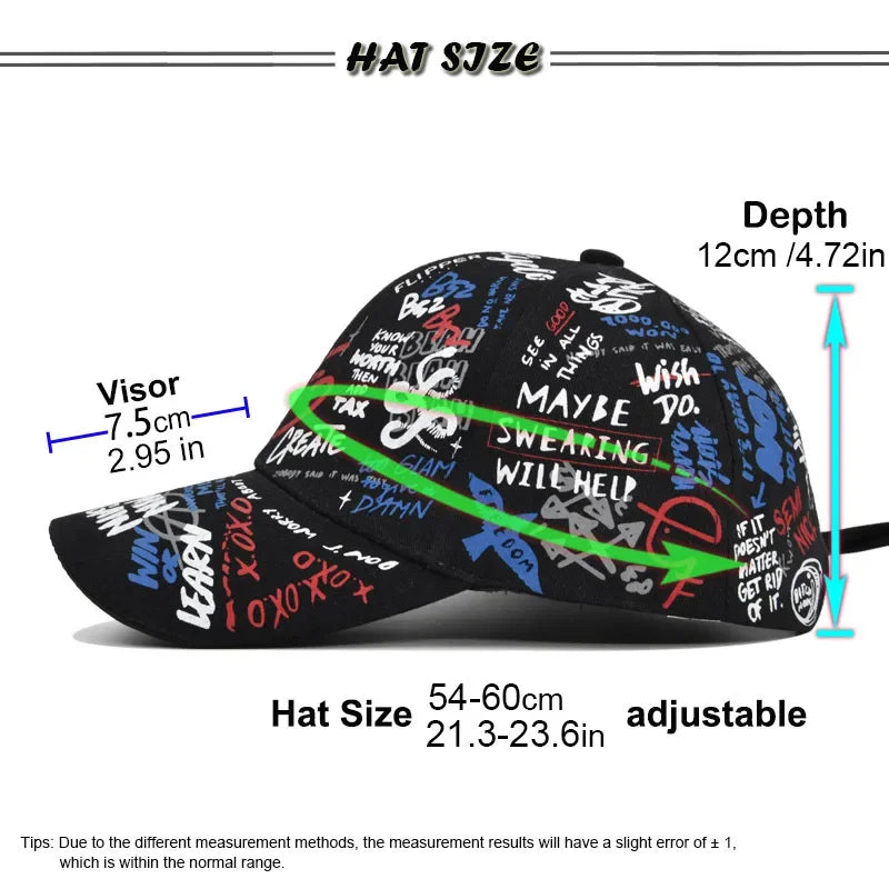 Cappellino da baseball unisex alla moda con stampa graffiti - Cappellino alla moda con visiera dipinta a colori vivaci