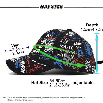 Cappellino da baseball unisex alla moda con stampa graffiti - Cappellino alla moda con visiera dipinta a colori vivaci
