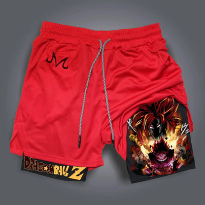 Dragon Ball Goku & Gogeta Print 2026 Summer Double-Layer Shorts Quick Dry Men's Fitness Running Loose Plus Size Y2k