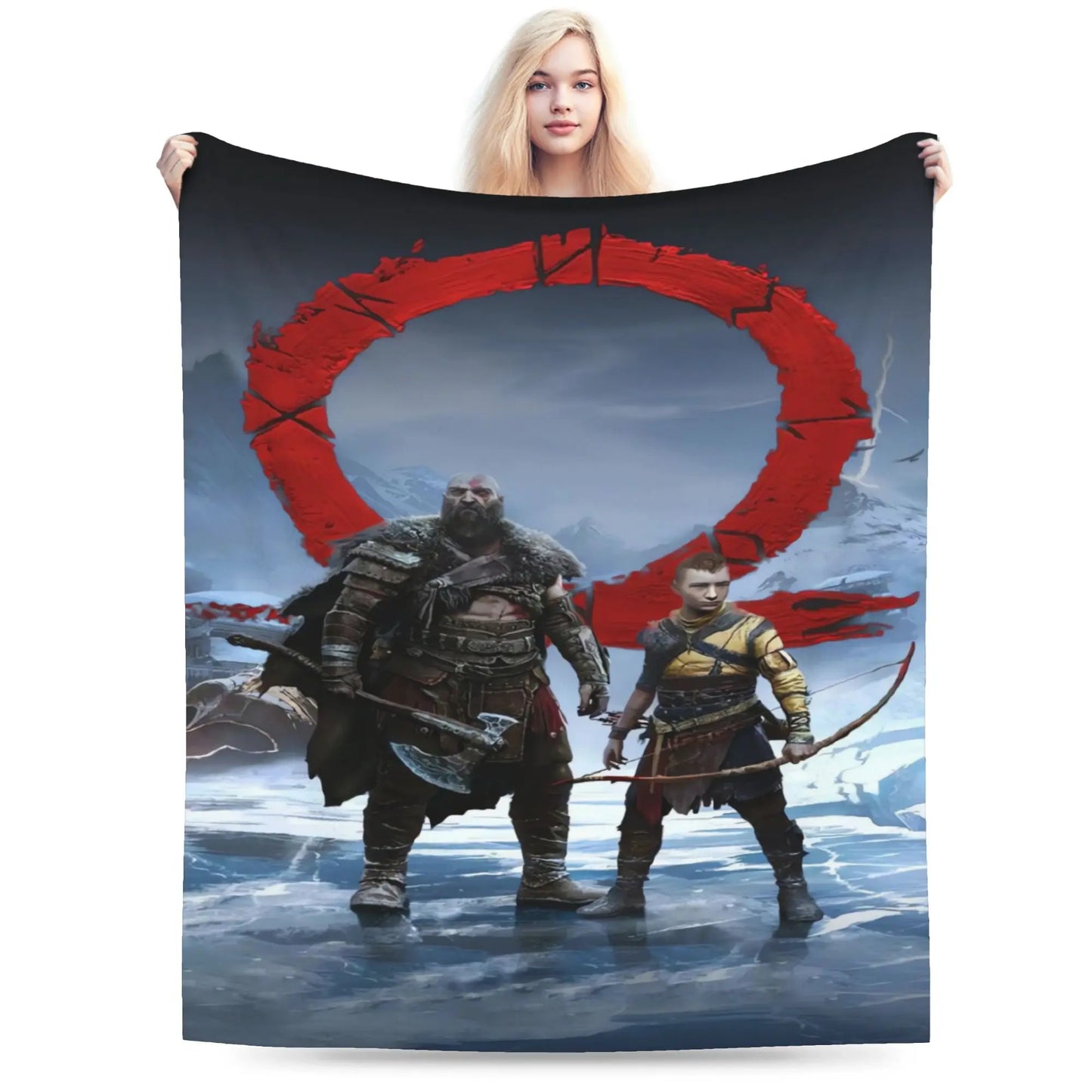 God of War Game Gamers Kratos Warm Blanket  Decorative Plush Throw Blanket Funny Couch Bed Flannel Bedspread Sofa Bed Cover