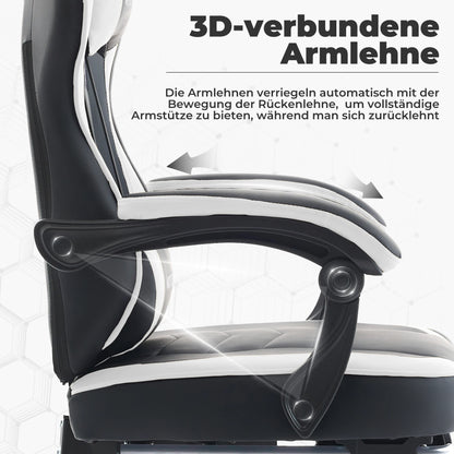 Sedia da gaming WOTSTA con poggiapiedi, sedia gamer ergonomica con cuscino lombare e poggiatesta, sedia per computer regolabile in altezza