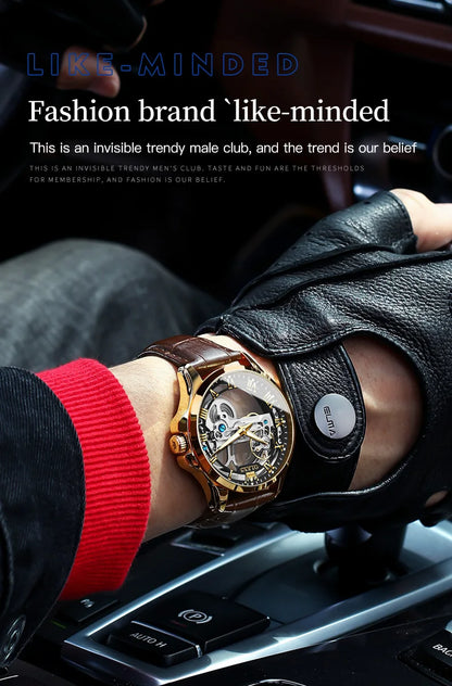 OLEVS 6661 Automatic Watch For Men Skeleton Original Mechanical Movement Man Wristwatch Waterproof Luminous Sport Men's Watches