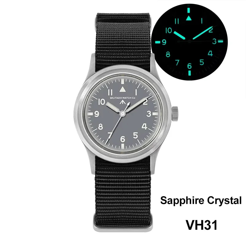 Militado ML14 Limited Edition Quartz Watch VH31 Sweep Second Quartz Movement Watch Sapphire Crystal BGW9 C3 Luminous Men's Watch