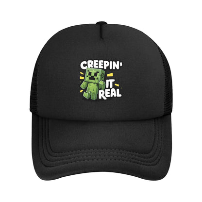 krępy poszukiwacz przygód odkrywa potwora Creepersa za sobą Czapka z daszkiem Czapki przeciwsłoneczne Czapki z regulowanym zapięciem typu snapback Czapka baseballowa z siateczką