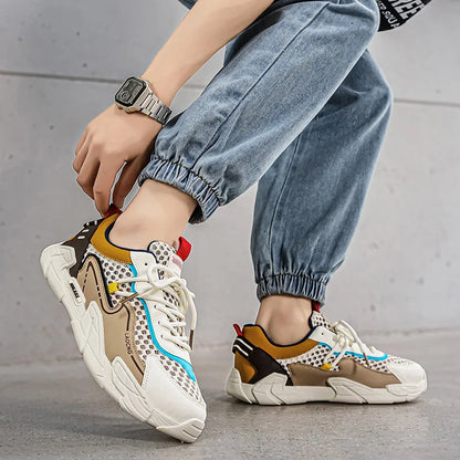 Chaussures de sport pour homme : chaussures de marche estivales en maille, décontractées et tendance, à lacets, neuves, pour les jeunes, idéales pour les trajets quotidiens, confortables et polyvalentes