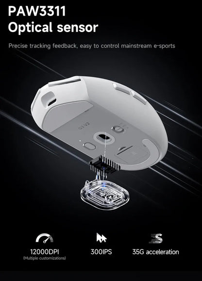Bezdrátová e-sportovní myš MCHOSE G3 V2 Pro, lehká, tři režimy, Bluetooth, PAW3395, vysoký výkon, 800mAh, pro hry i kancelář, 59g myš
