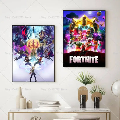 F-Fortnites-Game beliebtes Poster, selbstklebender Kunst-Wandsticker aus wasserfestem Papier für Café, Bar und Zimmerdekor