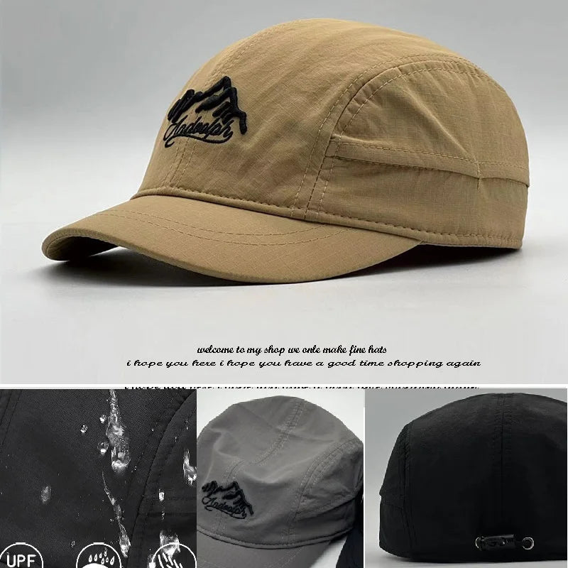 Czapka baseballowa dla mężczyzn z dużym daszkiem, z tyłu zamknięta, z krótkim daszkiem 5 cm, czapki z siateczki dopasowane do głowy, elastyczne czapki z całkowicie zamkniętym tyłem, rozmiary 56–60 cm, 61–65 cm