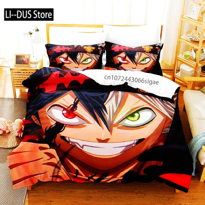 Black Clover Bedding Set Single Double Full Queen King Size Anime Duvet Cover Set For Adults Boys 2024 Quilt Cover Pillowcase