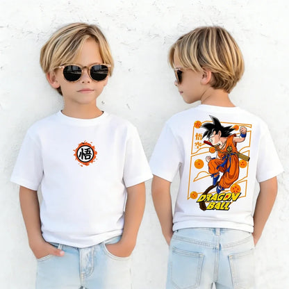 Anime Dragon Ball Cosplay T-Shirt Cotton Short Sleeve Tops Casual Loose Retro T-Shirt Men Women Family Matching Summer Outfits