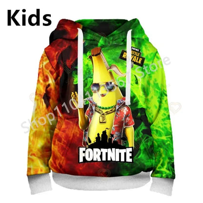 Llama Battle Royale Fortnite Hoodies, 3D Printed Sweatshirts for Men, Women, and Children, Boys and Girls Streetwear Pullover, Green Tops
