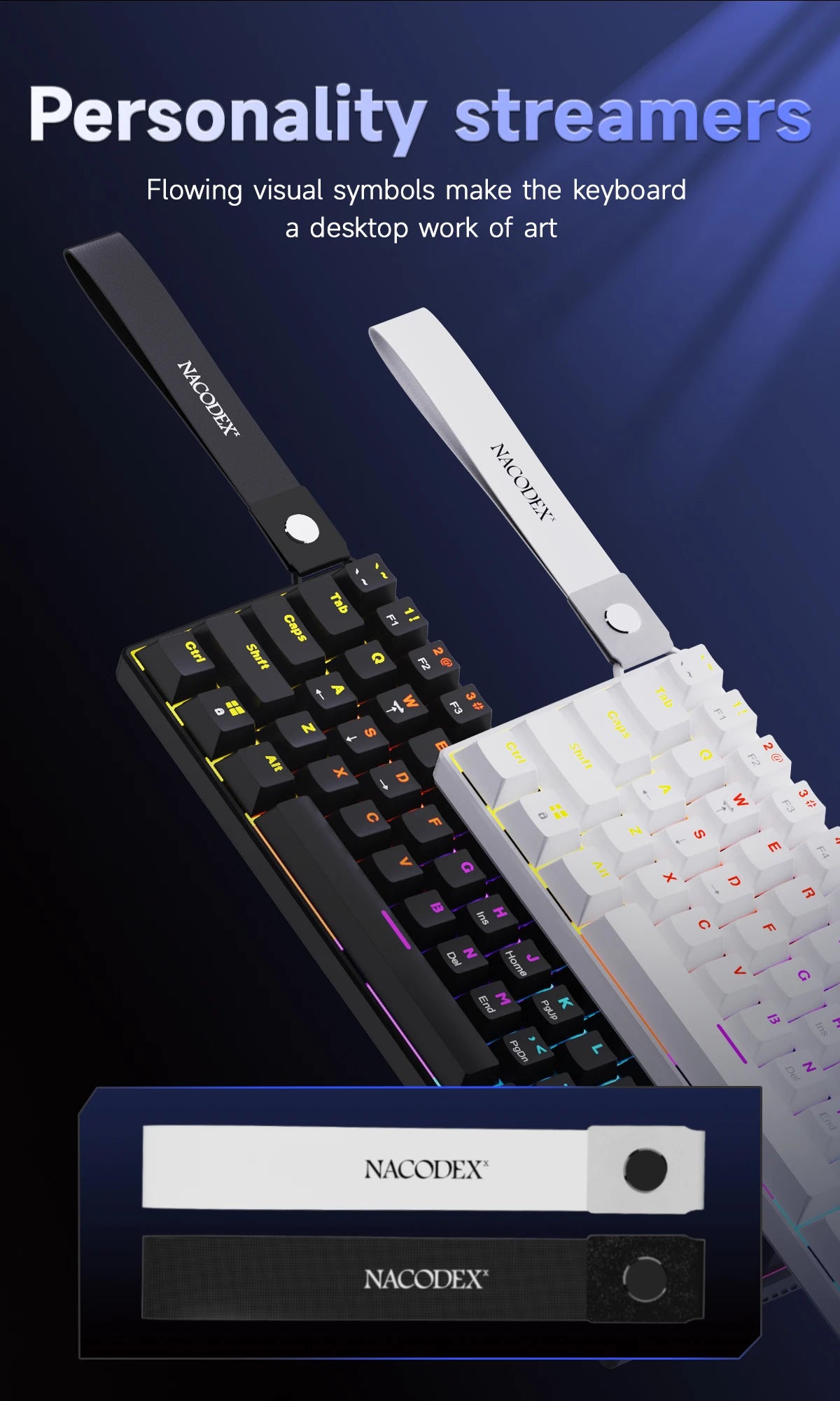 AJAZZ NK61 61-Key Red Switch Wired Mechanical Keyboard with Hot-Swappable Keys and RGB Lighting, Suitable for PC and Mac