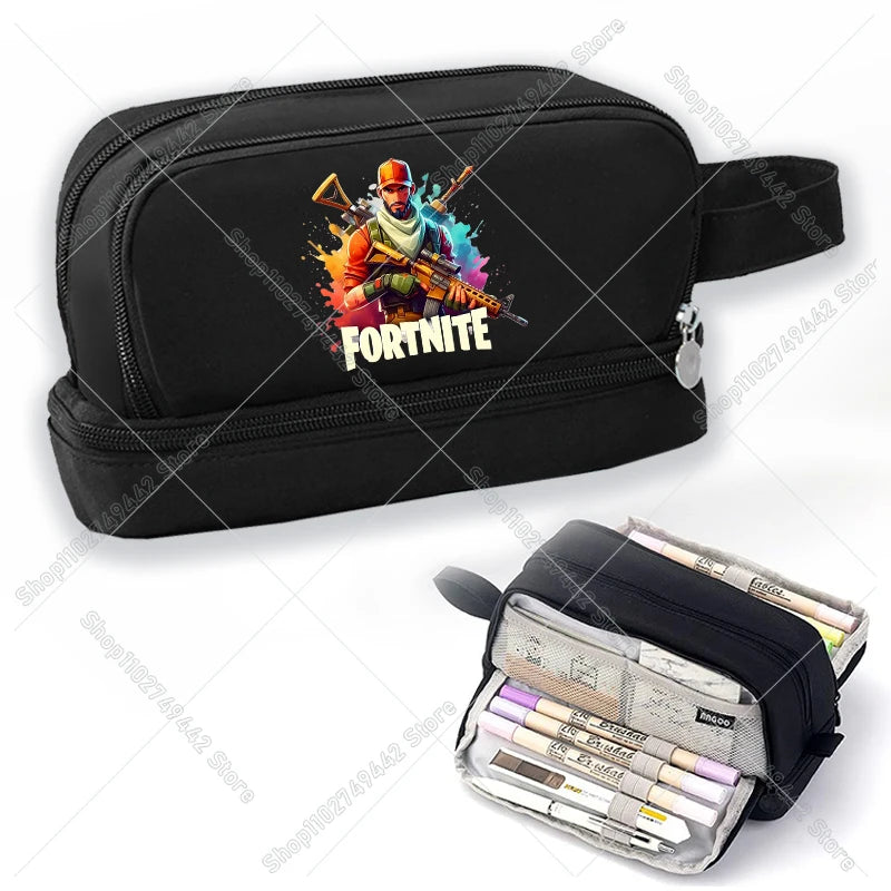Žaidimų ir anime stiliaus Fortnites mokinio penalas, mielas penalas berniukams ir mergaitėms, didelės talpos nailoninis penalas rašikliams, mokyklinės kanceliarinės prekės vaikams