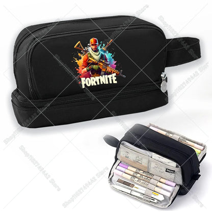 Žaidimų ir anime stiliaus Fortnites mokinio penalas, mielas penalas berniukams ir mergaitėms, didelės talpos nailoninis penalas rašikliams, mokyklinės kanceliarinės prekės vaikams