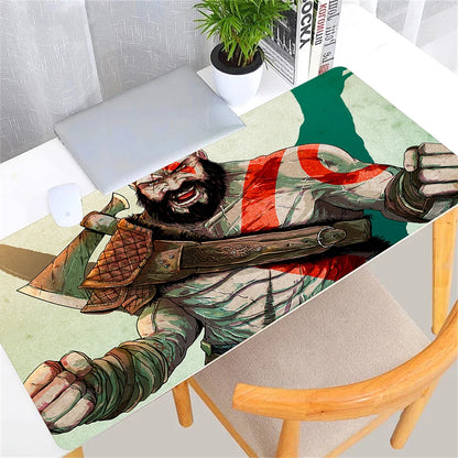 Large Game God of War Mousepad XL Desktop Natural  Rubber Desk Mat Kawaii Gaming Accessories Students Writing Pad Desk Mat 80x30