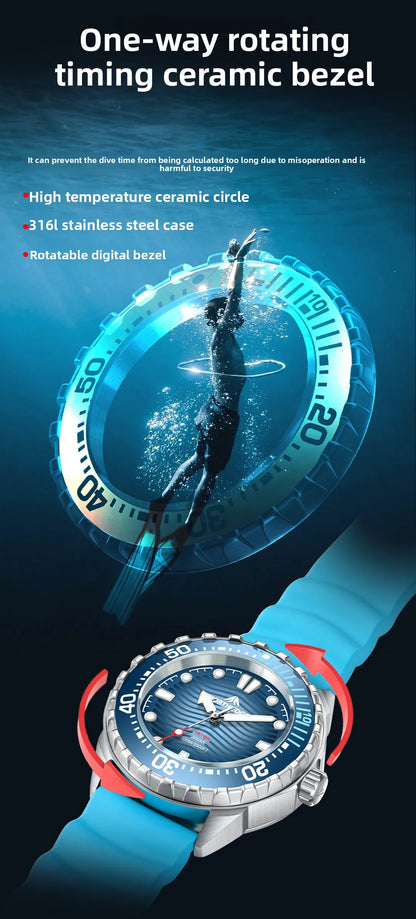 hot NORTH EDGE 2025 New TRITON Solar Powered Dive Watch Men Luxury Quartz Watches For Men 316L Stainless Steel Case Waterproof 3