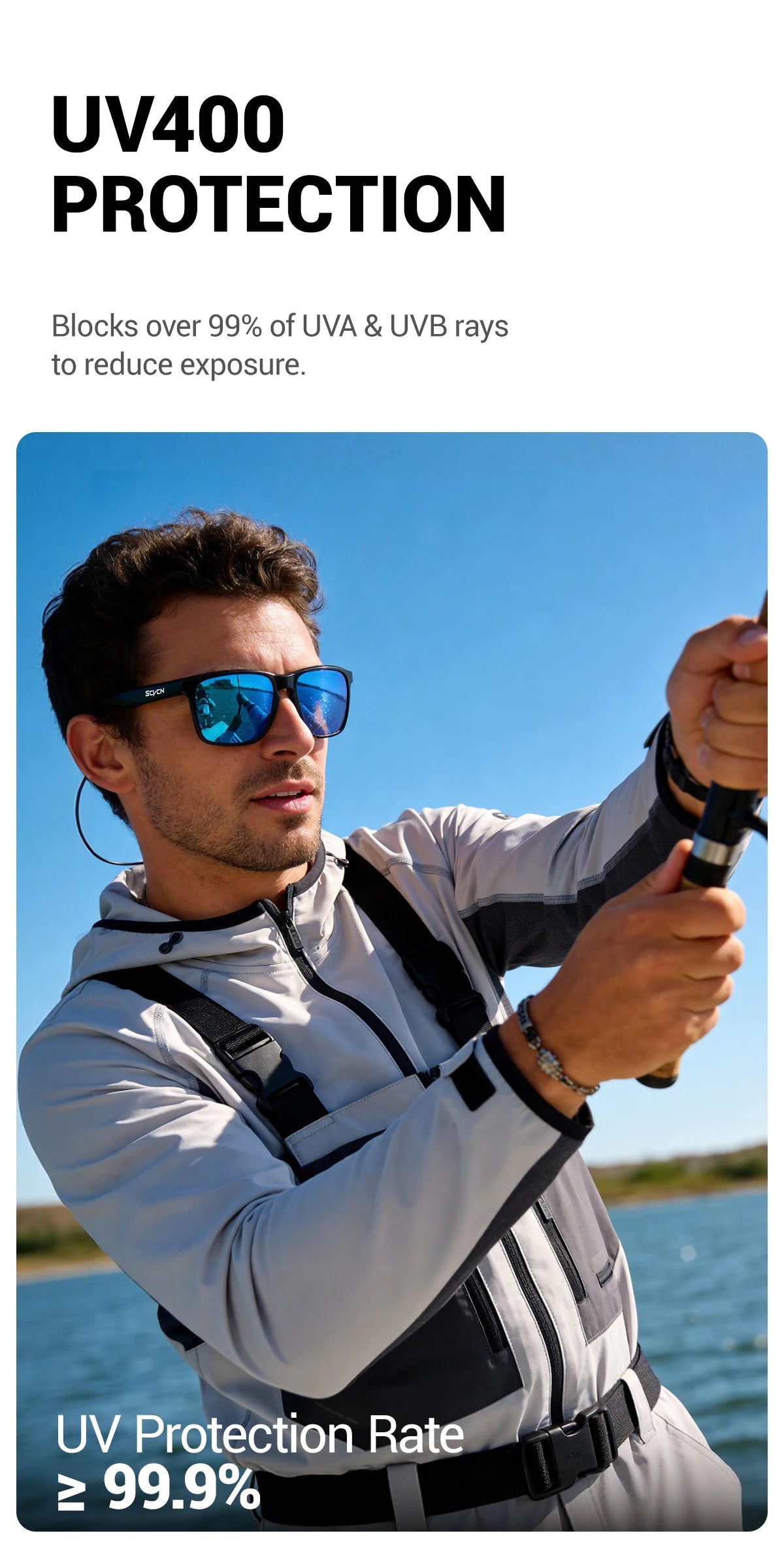 SCVCN Outdoorní polarizované sluneční brýle pro vodní sporty, pláž, oceán, moře, plošinu, rybaření, cyklistiku, MTB, sportovní jízdu na kole a turistiku, UV400