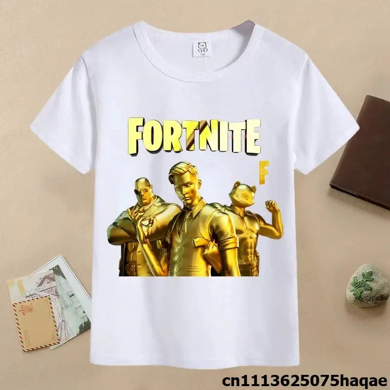 Summer Fortnites Children T-shirt Cartoon Game Figure Printed T-shirt Boys Casual Sports T-shirt Short Sleeves Kids Clothing