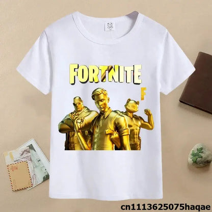 Summer Fortnites Children T-shirt Cartoon Game Figure Printed T-shirt Boys Casual Sports T-shirt Short Sleeves Kids Clothing
