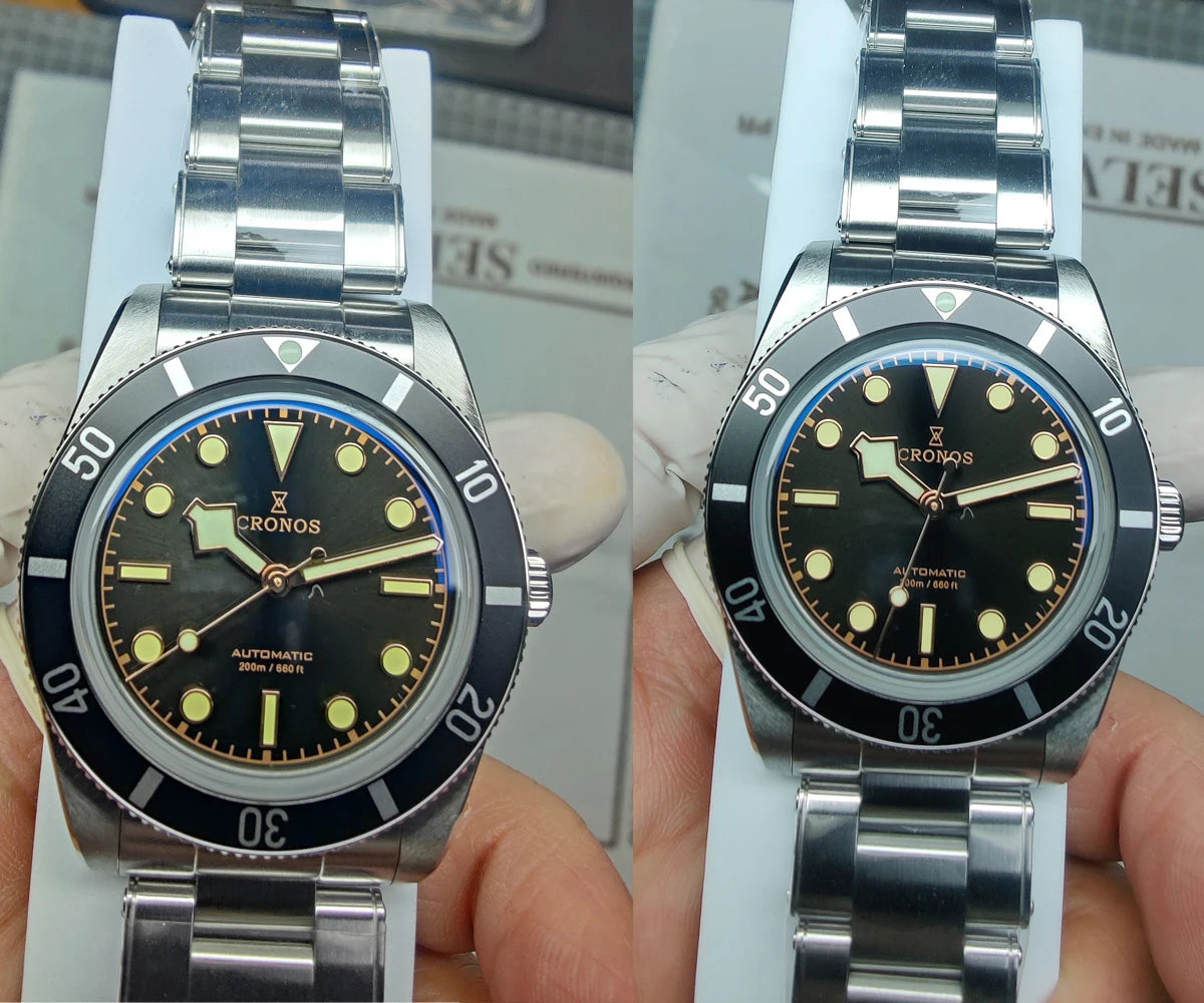 Cronos Luxury Men Watch 37mm Diver BB54 Vintage Automatic Wristwatches Female End Links Sapphire 20 Bar L6033