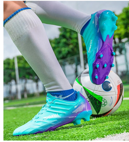 Chaussures de football Double Star Adult Youth AG : crampons antidérapants et résistants pour gazon artificiel et naturel, pour l'entraînement et les matchs, hommes et femmes