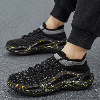 Chaussures de sport pour homme en maille légère et souple, semelle épaisse, antidérapantes, chaussures de tennis à lacets, pour le fitness en plein air et la course à pied au printemps