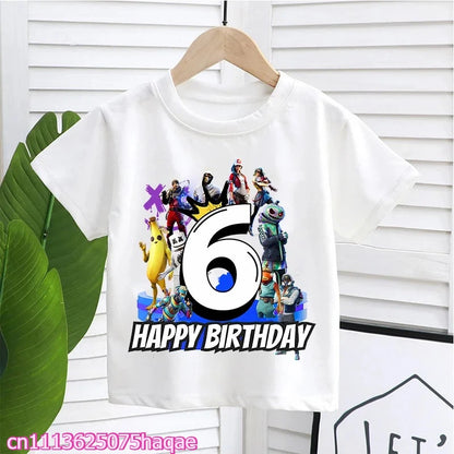 Fortnites Kids T-shirts Birthday Number 1-10 Printed T-shirt Boys Summer Casual Short Sleeves Sports Tops Children's Clothing