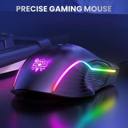 ONIKUMA Wired Gaming Mouse 6400 DPI RGB Gaming Mouse with 7 Programmable Buttons, Ergonomic Wired Gaming Mouse for PC, Laptop & Gaming Setup