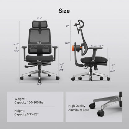 NEWTRAL MagicH-BPro Ergonomic Chair with Footrest AutoFollowing Backrest Headrest Adaptive Lower Back Support Adjustable Armrest