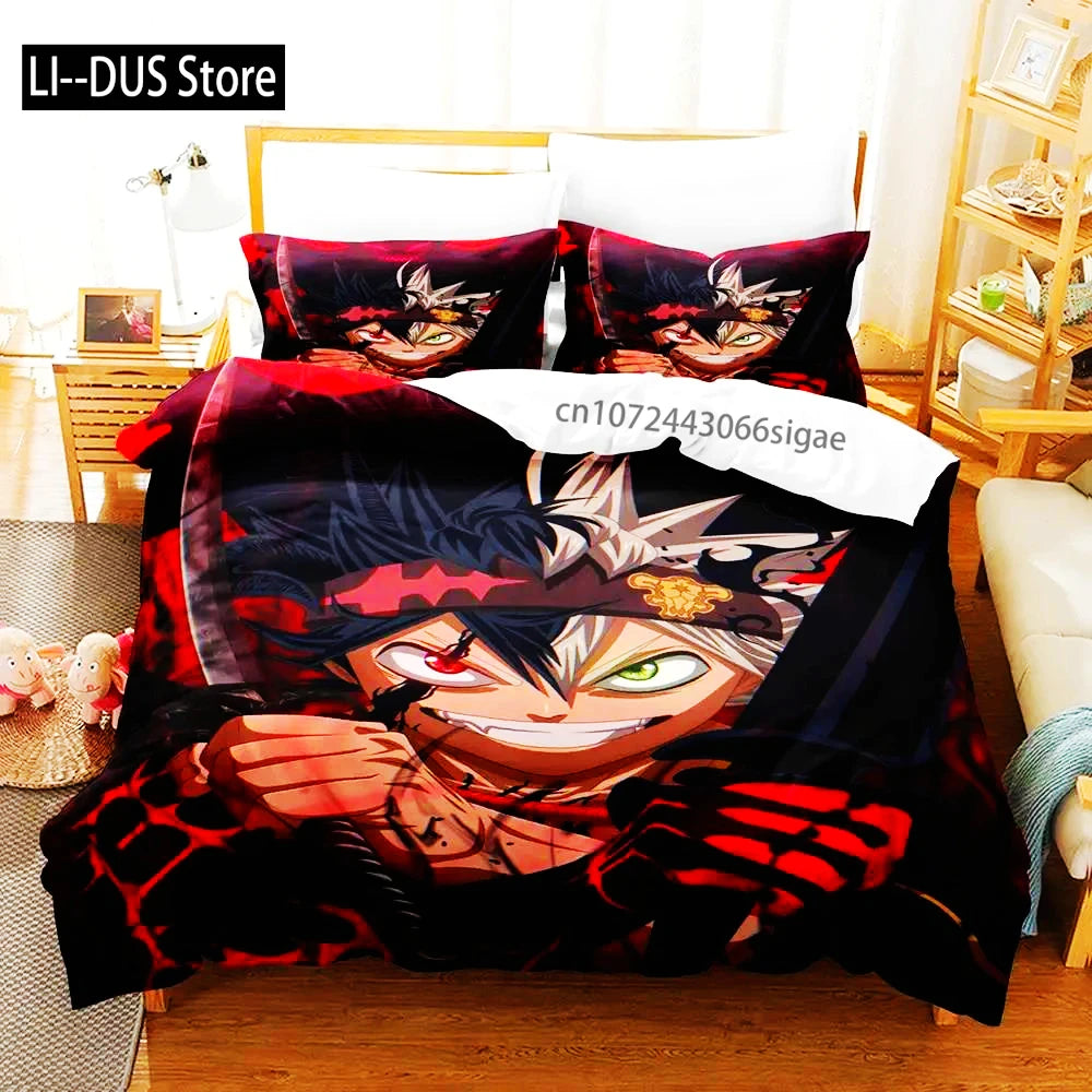 Black Clover Bedding Set Single Double Full Queen King Size Anime Duvet Cover Set For Adults Boys 2024 Quilt Cover Pillowcase